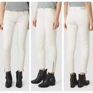 All Saints skinny jeans with silver ankle zippers